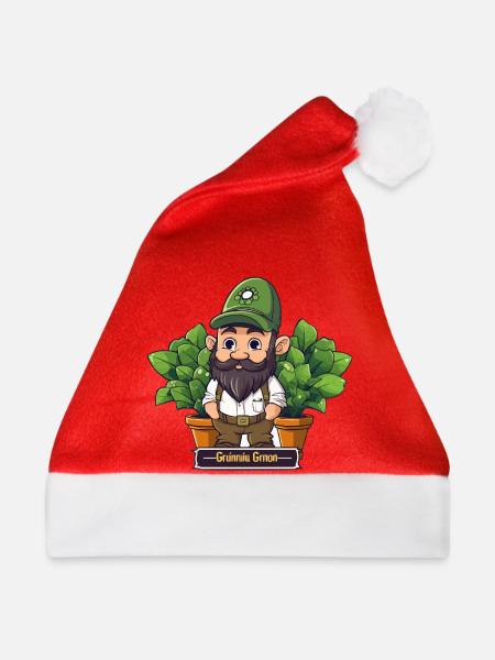 Grüner Gärtnergnom Comic - Weihnachtsmütze - Rot