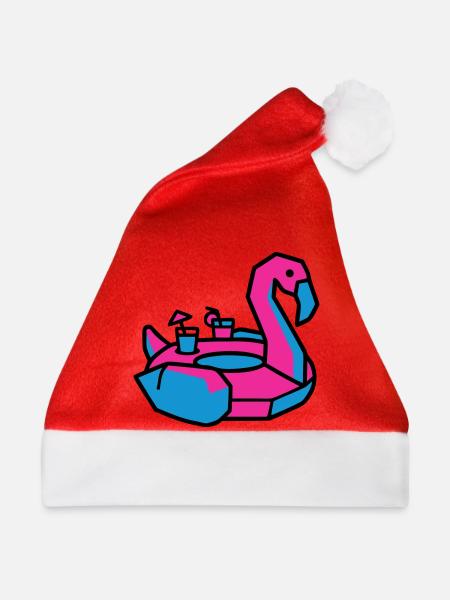 Flamingo Schwimmtier Pool Party - Weihnachtsmütze - Rot