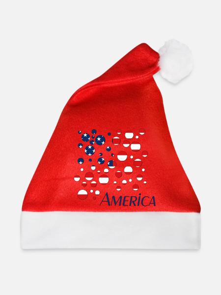 Americana Flaggen-Punkte Collage - Weihnachtsmütze - Rot