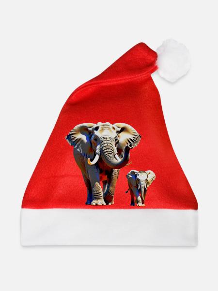Elefanten - Weihnachtsmütze - Rot