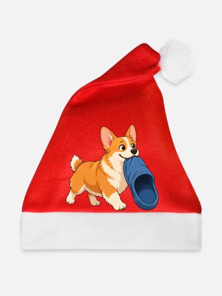 Corgi-Hausschuhdieb - Weihnachtsmütze - Rot