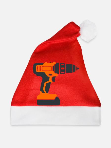 Akkuschrauber Werkzeug Grafik - Weihnachtsmütze - Rot