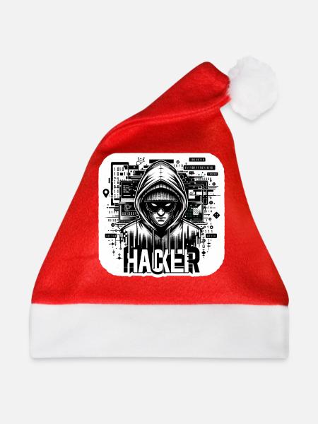 Hacker - Illustration - Weihnachtsmütze - Rot