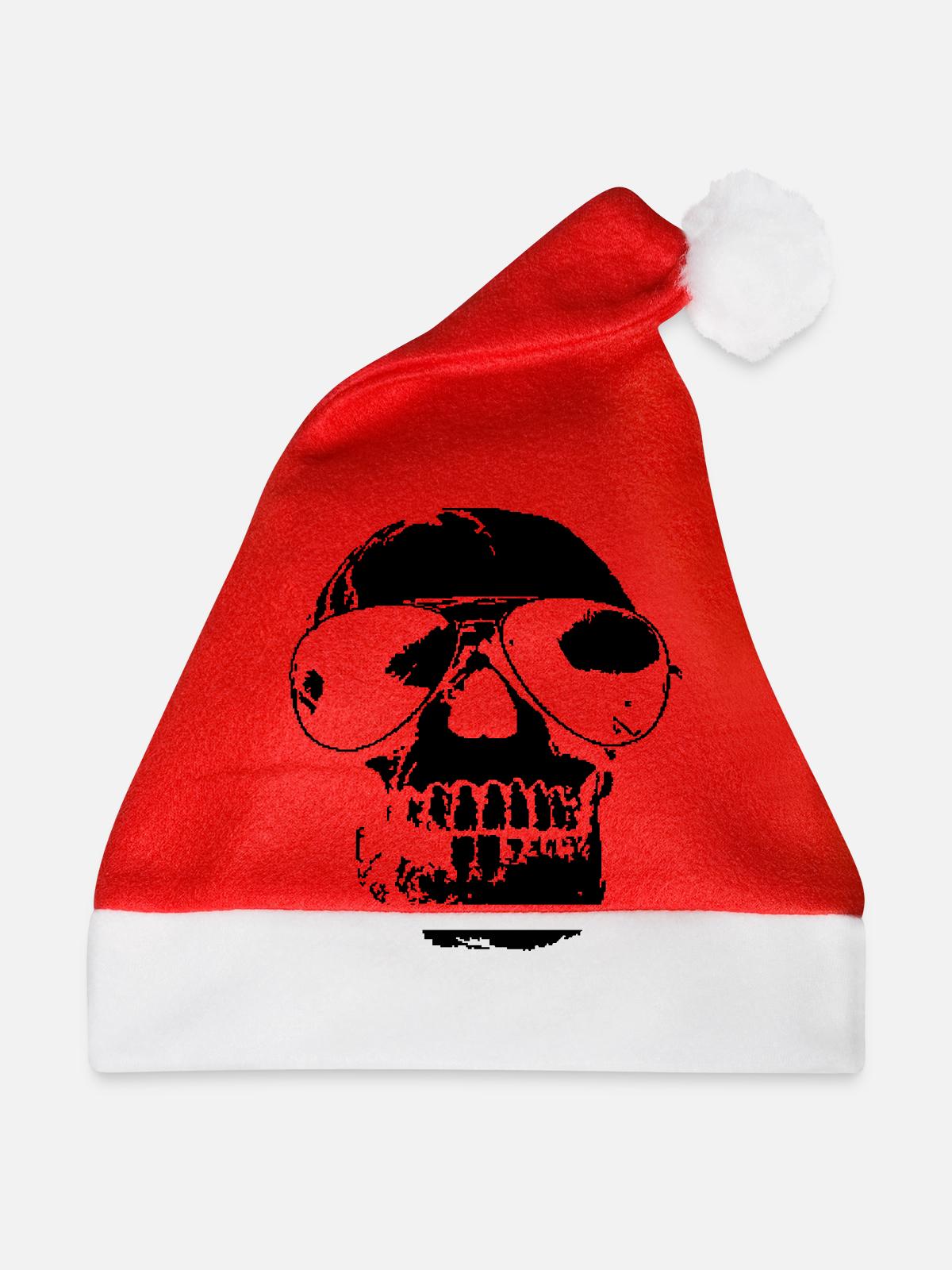 Totenkopf - Weihnachtsmütze - Rot - Vorne