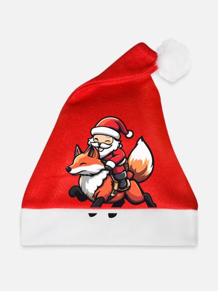 Fuchs Weihnachtsmann Cartoon - Weihnachtsmütze - Rot