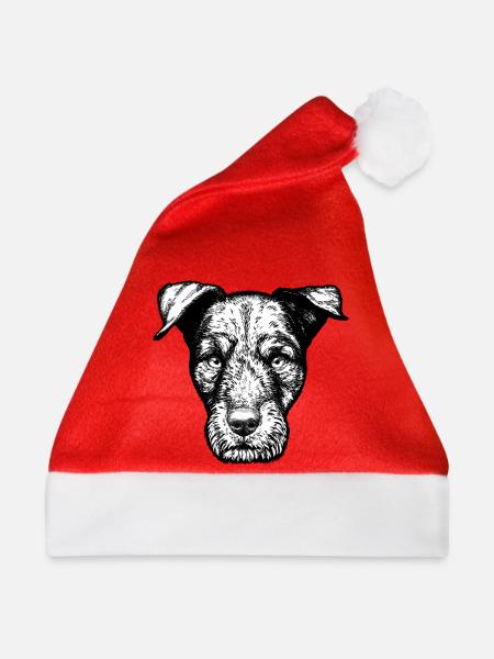 Jagdterrier Portrait - Weihnachtsmütze - Rot