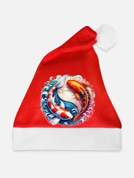 Koi-Karpfen - Weihnachtsmütze - Rot