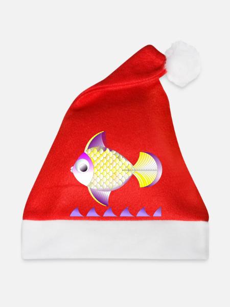 Golgener Fisch - Weihnachtsmütze - Rot - Vorne