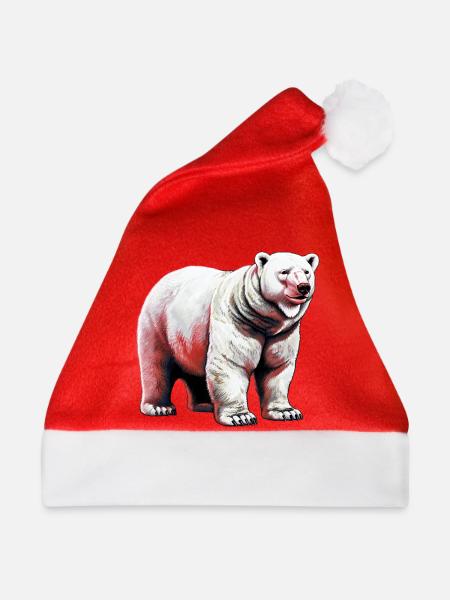 Weißer Eisbär - Weihnachtsmütze - Rot