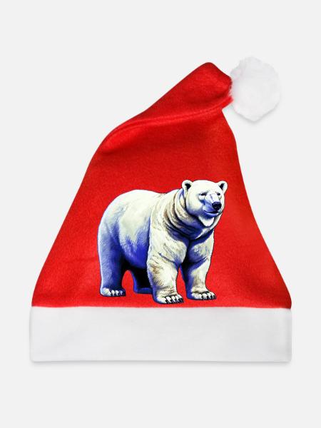 Weißer Eisbär - Weihnachtsmütze - Rot