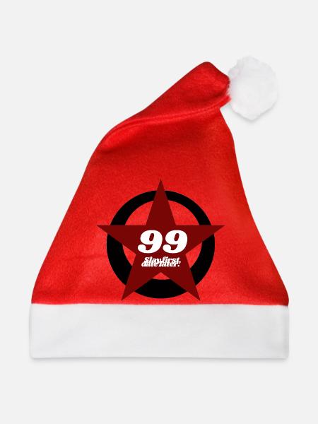 Stern mit 99 - Weihnachtsmütze - Rot