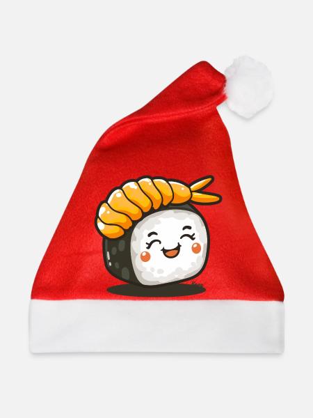 Sushi-Rolle mit Garnele - Weihnachtsmütze - Rot