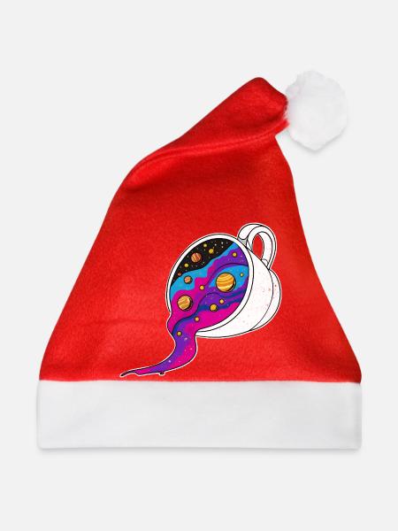 Kosmischer Kaffeebecher Galaxiefluss - Weihnachtsmütze - Rot