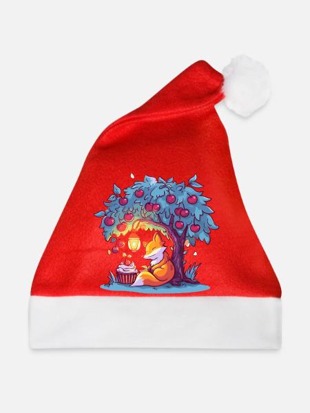 Kirschenbaum-Fuchs bei Laterne - Weihnachtsmütze - Rot