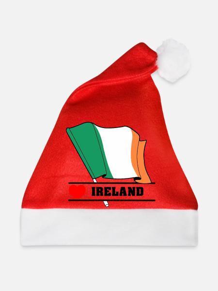 Irland-Flagge mit Herz - Weihnachtsmütze - Rot