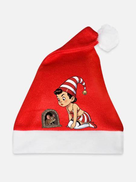 Leprechaun-Mädchen im Mausloch - Weihnachtsmütze - Rot