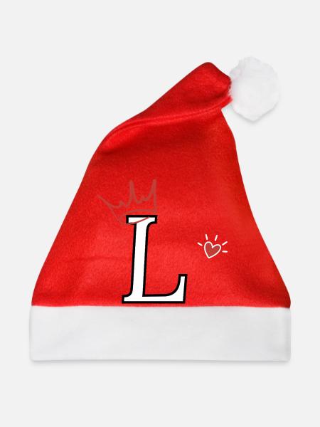 Buchstabe I, Kronenherz - Weihnachtsmütze - Rot