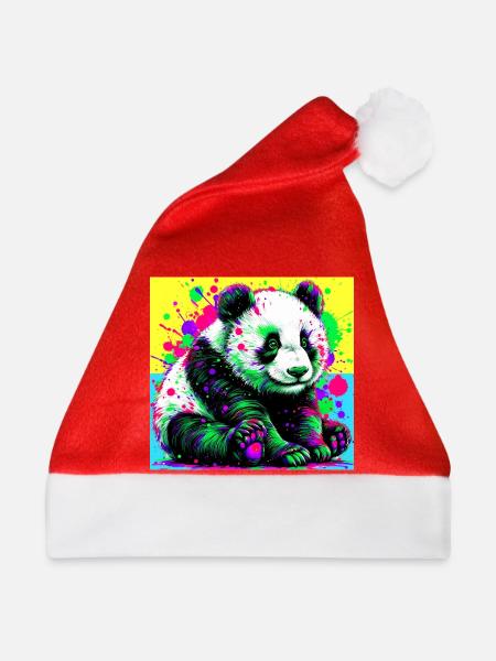 Panda - Weihnachtsmütze - Rot