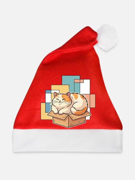 Katzenglück im Karton - Weihnachtsmütze - Rot