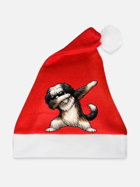 Dabbing Tibet Terrier - Weihnachtsmütze - Rot