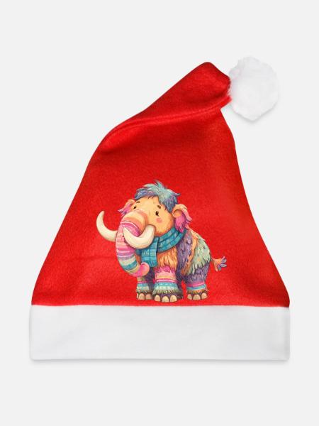 Buntmammut mit Schal - Weihnachtsmütze - Rot