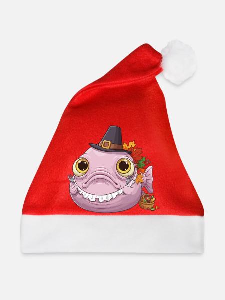Lustiger Blobfisch - Herbst und Erntedank - Weihnachtsmütze - Rot