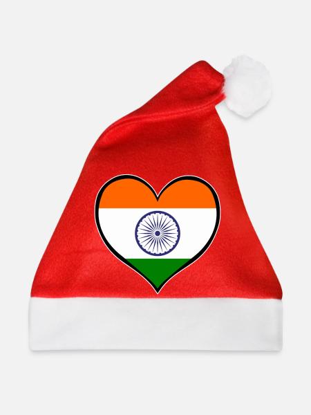 Indien Herzflagge - Weihnachtsmütze - Rot