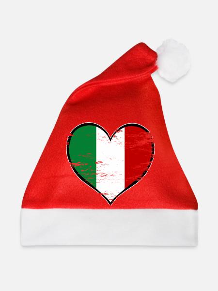 Italien Herzflagge used - Weihnachtsmütze - Rot - Vorne