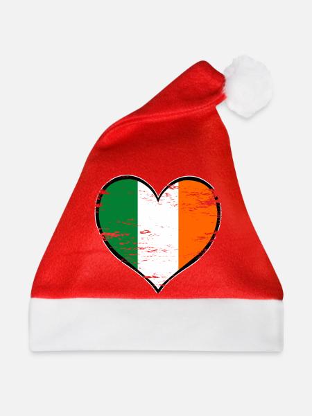 Irland Herzflagge used - Weihnachtsmütze - Rot