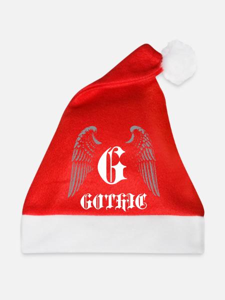 Gotisches Monogramm mit Engelsflügeln - Weihnachtsmütze - Rot