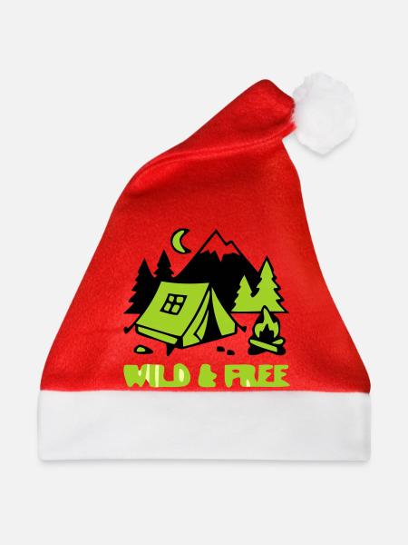 Camping Zelt Natur Grafik - Weihnachtsmütze - Rot