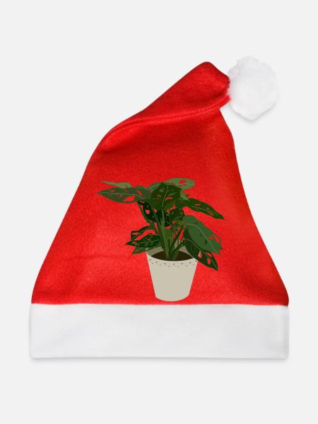 Monstera Monkey Leaf - Weihnachtsmütze - Rot