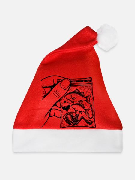 Fischersucht – Fischfisch-Angelausrüstungsbeutel - Weihnachtsmütze - Rot