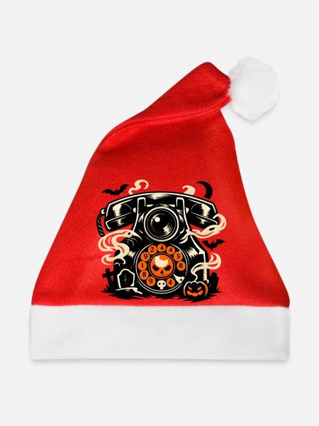 Spuktelefon Halloween Motiv - Weihnachtsmütze - Rot