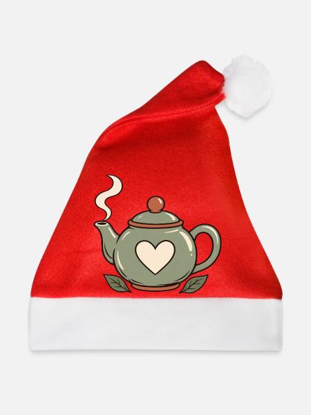 Tee und Zitrone – Teekanne - Weihnachtsmütze - Rot