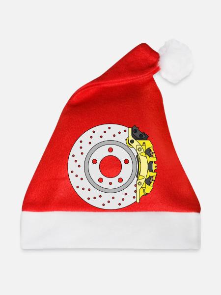 Gelbe Bremsscheibe hinten - Weihnachtsmütze - Rot