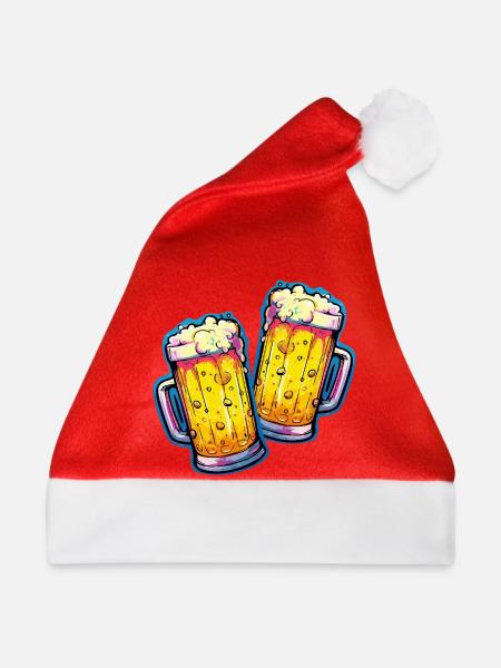 Bier Comic Bierglas - Weihnachtsmütze - Rot