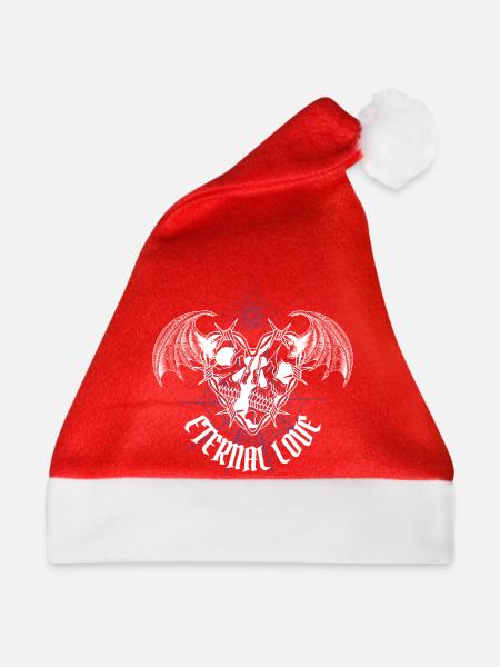 Ewige Liebe Gothic Schädel - Weihnachtsmütze - Rot - Vorne