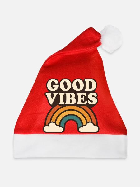Retro Regenbogen Positive Energie - Weihnachtsmütze - Rot
