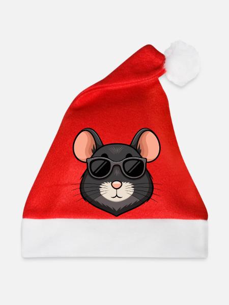 Mouse chic schwarze Brille - Weihnachtsmütze - Rot