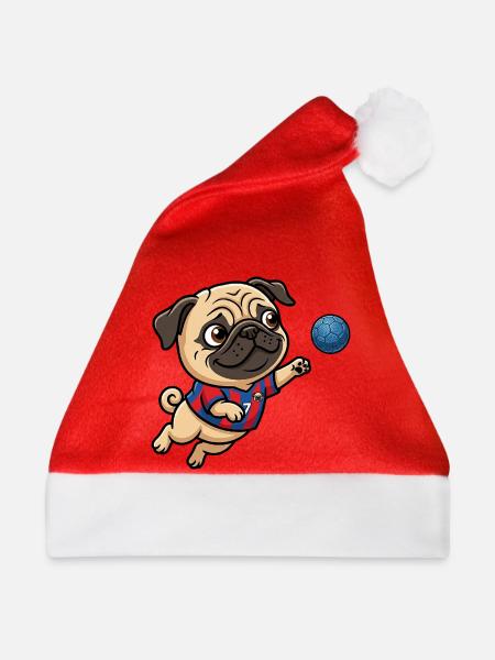 Lustiger Mops Handballfan Nummer 7 - Weihnachtsmütze - Rot