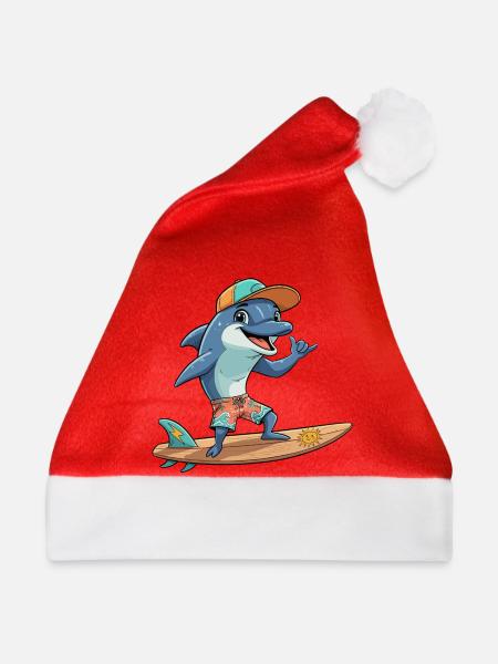 Surfer Delfin Strandlook - Weihnachtsmütze - Rot