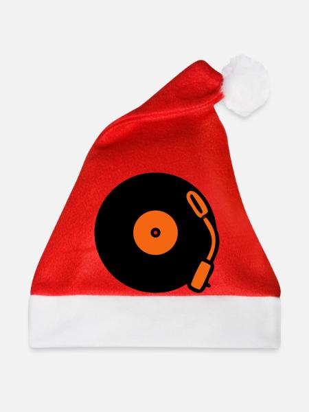 Schallplatte Plattenspieler Vinyl - Weihnachtsmütze - Rot