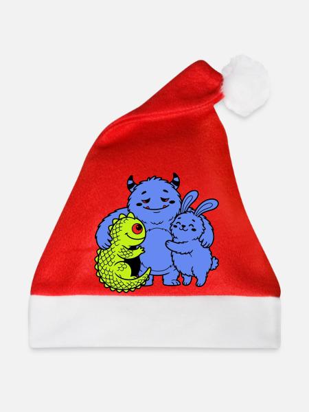 Niedliche Monster - Weihnachtsmütze - Rot
