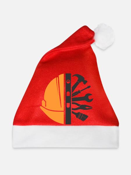 Bauhelm & Werkzeug – Handwerker Logo - Weihnachtsmütze - Rot