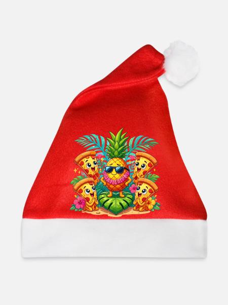 Kawaii Ananas Party mit Pizza-Kumpels - Weihnachtsmütze - Rot