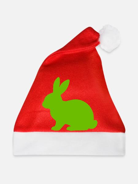 Heller Hase Silhouette - Weihnachtsmütze - Rot
