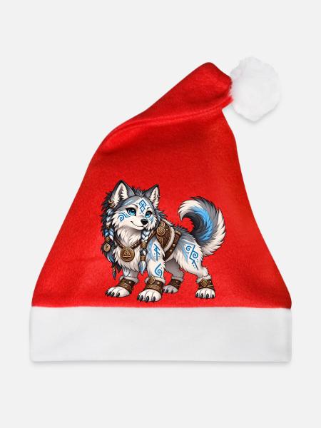 Kawaii Runenwolf - Weihnachtsmütze - Rot