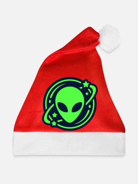 Alien Kopf Weltraum Logo - Weihnachtsmütze - Rot