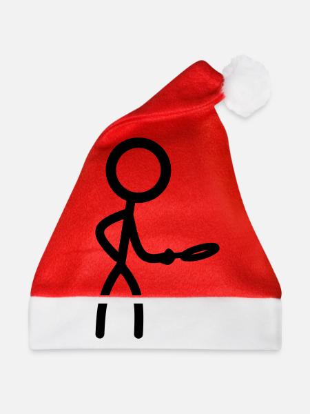 Stickman mit Lupe - Weihnachtsmütze - Rot - Vorne
